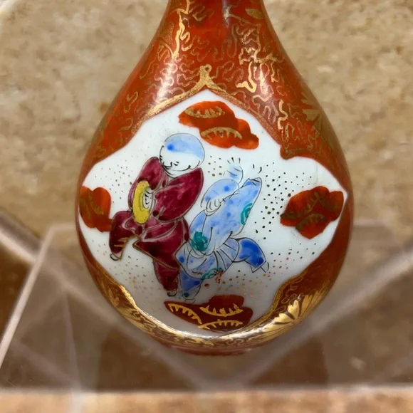 Kitsugi 5” Vase Japanese Kutani Victorian Style